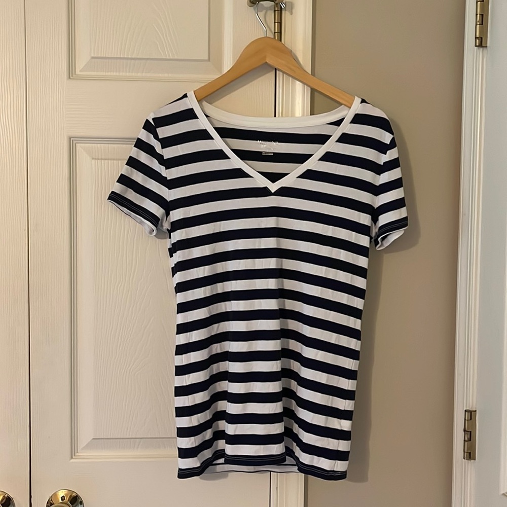 Size Large Merona Navy and White Striped Shirt